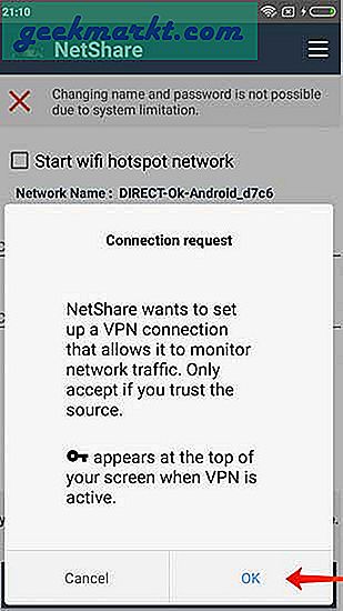 Opprett et WiFi-hotspot fra Android som allerede er koblet til WiFi