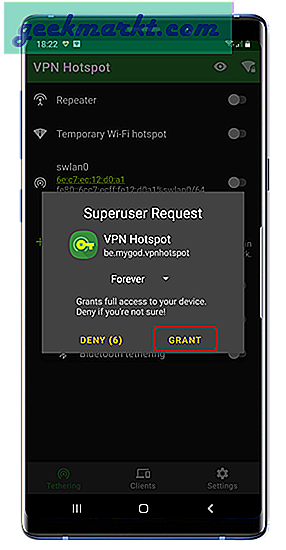 Hoe de VPN-verbinding van Android te delen via wifi-hotspot (root)