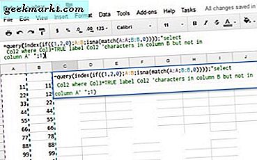 Kolommen in Google Spreadsheets vergelijken