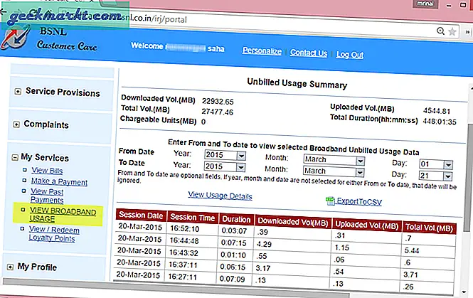 Sjekk BSNL-bredbåndsbruk og månedlige regninger online