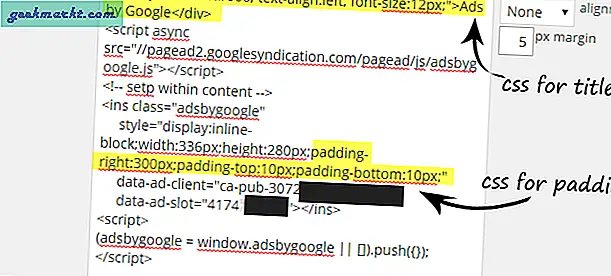 Använd Padding på Adsense Ads med den här CSS-koden