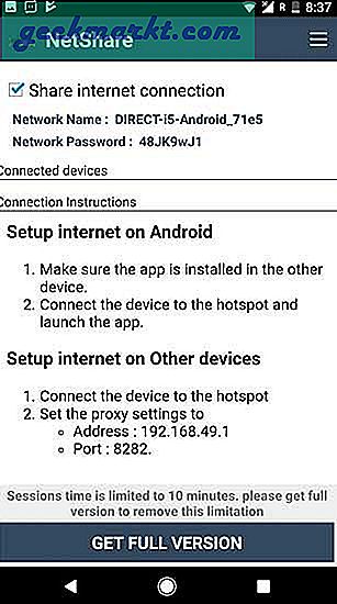 Opret et WiFi-hotspot fra Android, som allerede er forbundet til WiFi