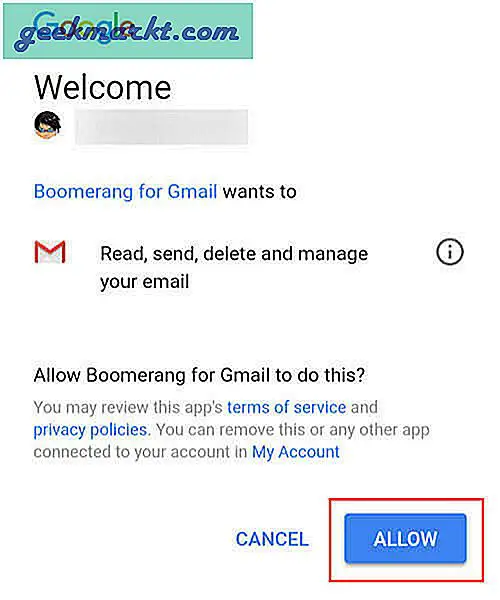 Google Mail für Android unterstützt das E-Mail-Tracking nicht. Die einzige Möglichkeit besteht darin, eine separate E-Mail-Anwendung zu verwenden: 