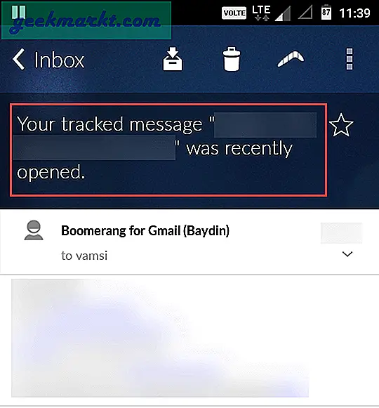 Google Mail für Android unterstützt das E-Mail-Tracking nicht. Die einzige Möglichkeit besteht darin, eine separate E-Mail-Anwendung zu verwenden: 