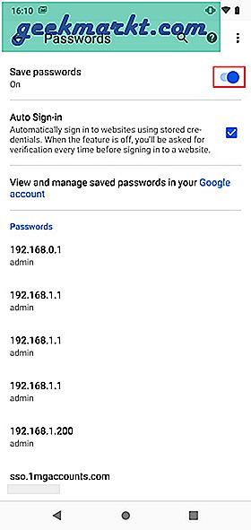 So überprüfen Sie das gespeicherte Passwort in Chrome Mobile