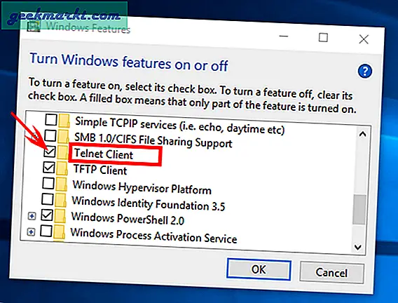 Telnet-server inschakelen in Windows 10