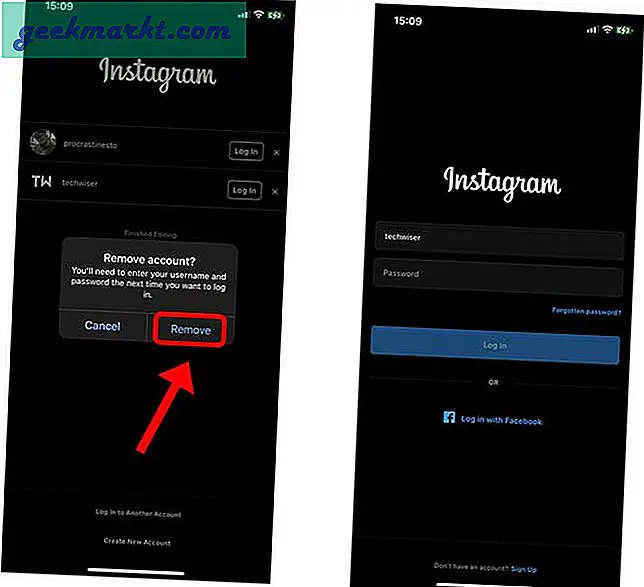 Op zoek naar de knop Account verwijderen in de Instagram iOS-app? Nou, het is er niet, verwijder opgeslagen inloggegevens op Instagram met behulp van deze gids.
