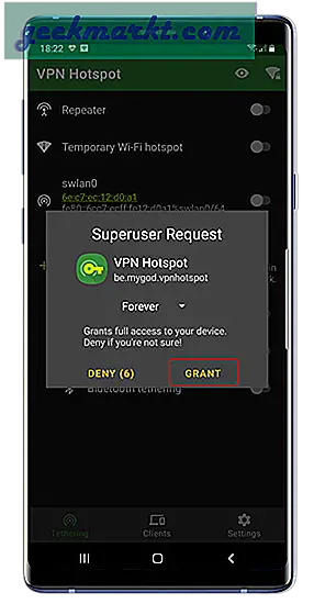 Sådan deler du Android's VPN-forbindelse over WiFi Hotspot (Root)
