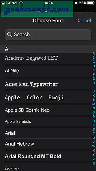 Her er en let at følge vejledning om, hvordan du installerer brugerdefinerede skrifttyper på iOS 13 og iPadOS 13. Der er to måder at gøre det på. Du kan også bruge den på en hvilken som helst app.