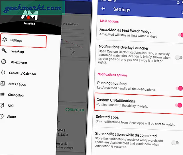 AmazMod Hizmeti, Android APK'larını yüklemenize ve hatta Amazfit Pace, Amazfit Verge ve Amazfit Stratos'ta Bildirimlere Yanıt Vermenize olanak tanır.