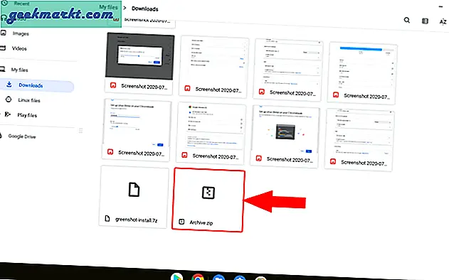 Tidak seperti Windows dan Mac, Chromebook tidak membuka file zip secara normal, Chromebook menganggap file zip sebagai penyimpanan terpisah dan memasangnya seperti hard disk eksternal.