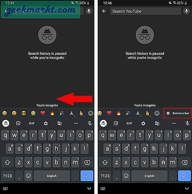 Sådan fjernes Gboard's irriterende Emoji Bar