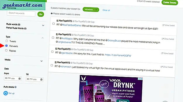 Twitter, retweetleri otomatik olarak silmek için yerel bir yol sağlamaz. Bununla birlikte, hem eski hem de gelecekteki retweetleri silmek için üçüncü taraf araçlarını kullanabilirsiniz. Nasıl yapacağınız burada.