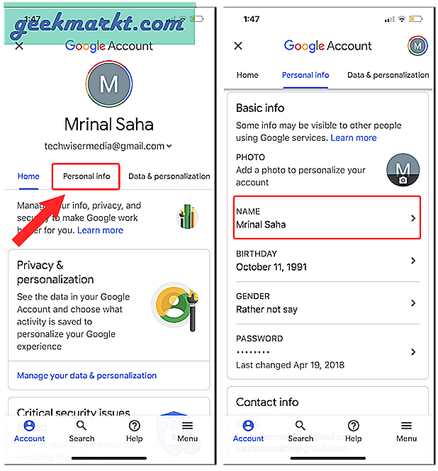 Gmail Görünen Adınızı Android, iOS ve Web'de Nasıl Değiştirirsiniz?