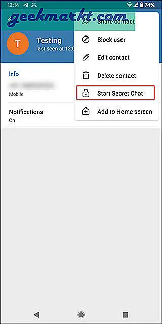 Zelfvernietigende berichten verzenden in Telegram met behulp van geheime chat