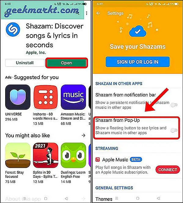 Wie man Shazam findet und Songs findet, die auf und um Snapchat spielen