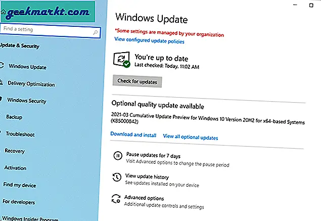 Perbaiki Pembaruan Windows Menampilkan Beberapa Pengaturan Dikelola oleh Organisasi Anda