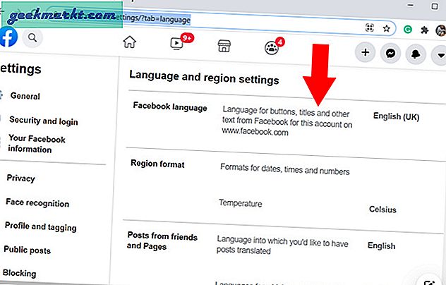 วิธีเปลี่ยนภาษาบน Facebook บนมือถือและพีซี