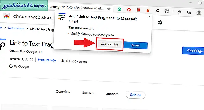 Sådan deler du fremhævet tekst til enhver webside i Chrome