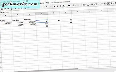 Hoe dagen tussen datums te berekenen in Google Spreadsheets