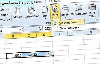Hvordan sette utskriftsområdet i Excel