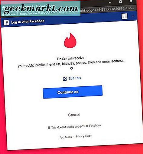 Een vers Facebook-account gebruiken met Tinder.